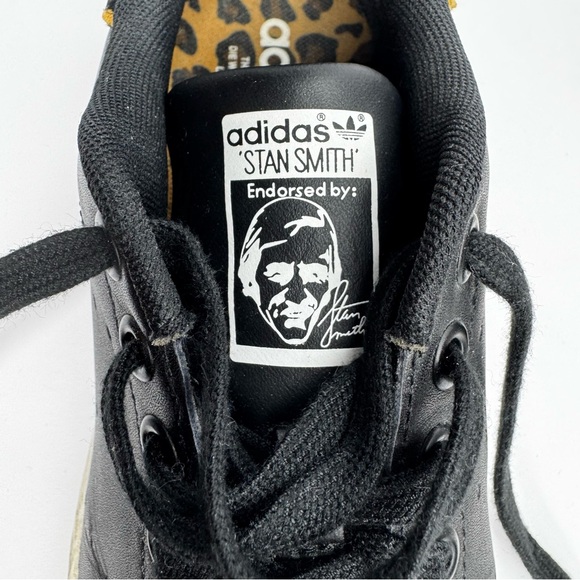 Adidas Stan Smith Black Leather and Leopard Sneakers Women’s Sz 7.5 Trainers‎ - Picture 6 of 10